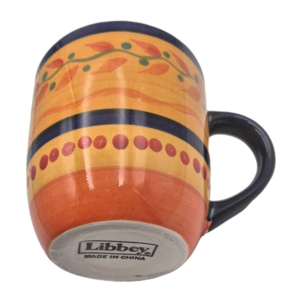 Libbey Salsa Red Pepper 15oz Mug Orange Blue 4" Tall REPLACEMENT